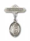 Pin Badge with St. Zoe of Rome Charm and Godchild Badge Pin