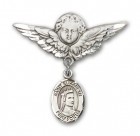 Pin Badge with St. Elizabeth of Hungary Charm and Angel with Larger Wings Badge Pin