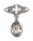 Pin Badge with St. Dominic Savio Charm and Badge Pin with Cross