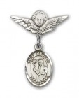 Pin Badge with St. Dunstan Charm and Angel with Smaller Wings Badge Pin