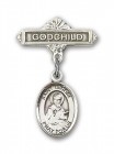 Pin Badge with St. Isidore of Seville Charm and Godchild Badge Pin