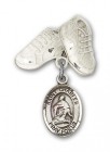 Pin Badge with St. Charles Borromeo Charm and Baby Boots Pin