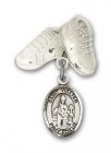 Pin Badge with St. Walter of Pontnoise Charm and Baby Boots Pin