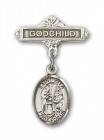 Pin Badge with St. Zita Charm and Godchild Badge Pin