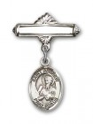 Pin Badge with St. Andrew the Apostle Charm and Polished Engravable Badge Pin