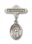 Pin Badge with St. Matthias the Apostle Charm and Godchild Badge Pin