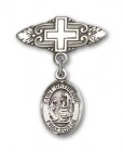 Pin Badge with St. Catherine of Siena Charm and Badge Pin with Cross