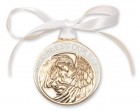 White Ribbon Guardian Angel Crib Medal in Brass