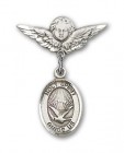 Pin Badge with Holy Spirit Charm and Angel with Smaller Wings Badge Pin
