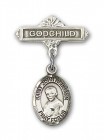 Pin Badge with St. John Neumann Charm and Godchild Badge Pin