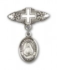 Pin Badge with St. Frances Cabrini Charm and Badge Pin with Cross