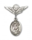 Pin Badge with St. Jason Charm and Angel with Smaller Wings Badge Pin
