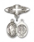 Pin Badge with St. Benedict Charm and Badge Pin with Cross