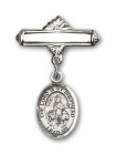 Pin Badge with Lord Is My Shepherd Charm and Polished Engravable Badge Pin