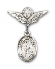 Pin Badge with St. Margaret Mary Alacoque Charm and Angel with Smaller Wings Badge Pin