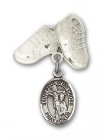 Pin Badge with St. Paul of the Cross Charm and Baby Boots Pin