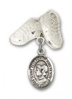 Pin Badge with St. Elizabeth Ann Seton Charm and Baby Boots Pin