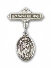 Pin Badge with St. Christopher Charm and Godchild Badge Pin