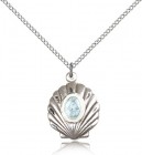 Shell with Blue Miraculous Medal Neclace
