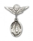 Pin Badge with Blessed Karolina Kozkowna Charm and Angel with Smaller Wings Badge Pin