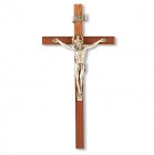 Slimline Two-tone Walnut Crucifix - 11 inch
