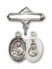 Pin Badge with Our Lady of Mount Carmel Charm and Polished Engravable Badge Pin