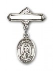 Pin Badge with St. Peregrine Laziosi Charm and Polished Engravable Badge Pin