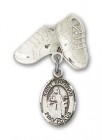 Pin Badge with St. Brendan the Navigator Charm and Baby Boots Pin