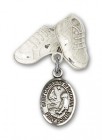Pin Badge with St. Catherine of Bologna Charm and Baby Boots Pin