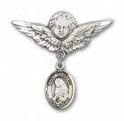 Pin Badge with St. Madeline Sophie Barat Charm and Angel with Larger Wings Badge Pin