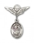 Pin Badge with St. Catherine of Siena Charm and Angel with Smaller Wings Badge Pin