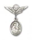 Pin Badge with St. Mary Magdalene Charm and Angel with Smaller Wings Badge Pin
