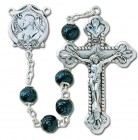 6mm Black Carved Wood Bead Rosary in Sterling Silver