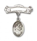Pin Badge with St. Ambrose Charm and Arched Polished Engravable Badge Pin