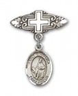 Pin Badge with St. Dymphna Charm and Badge Pin with Cross