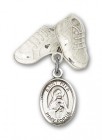 Pin Badge with St. Rita of Cascia Charm and Baby Boots Pin