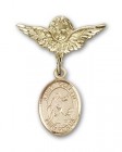 Pin Badge with St. Colette Charm and Angel with Smaller Wings Badge Pin