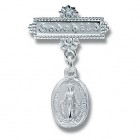 Godchild Baby Pin with Miraculous Sterling Silver Medal