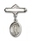 Pin Badge with St. Samuel Charm and Polished Engravable Badge Pin