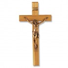 Oak Wall Crucifix with Gold-tone Corpus - 13 inch