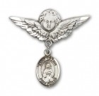 Pin Badge with St. Lillian Charm and Angel with Larger Wings Badge Pin