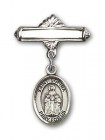 Pin Badge with St. Sophia Charm and Polished Engravable Badge Pin