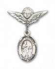 Pin Badge with St. Zachary Charm and Angel with Smaller Wings Badge Pin