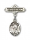 Pin Badge with St. Gianna Beretta Molla Charm and Godchild Badge Pin
