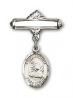 Pin Badge with St. Joshua Charm and Polished Engravable Badge Pin