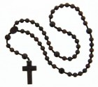 Jujube Smooth Wood and Floral Cut Rosary - 10mm