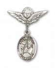 Pin Badge with St. Edwin Charm and Angel with Smaller Wings Badge Pin