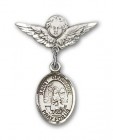 Pin Badge with St. Germaine Cousin Charm and Angel with Smaller Wings Badge Pin