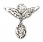 Pin Badge with St. Bonaventure Charm and Angel with Larger Wings Badge Pin
