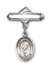 Pin Badge with St. Philomena Charm and Polished Engravable Badge Pin